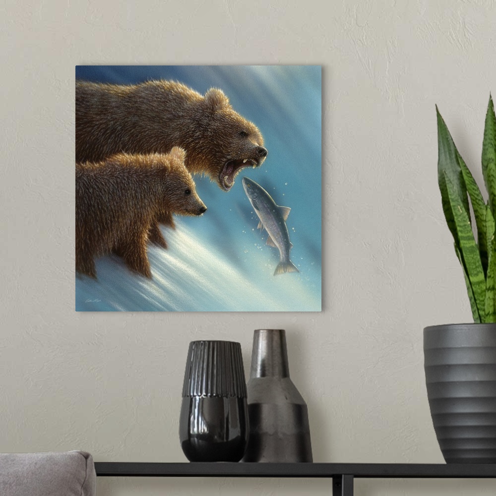A modern room featuring Brown Bears - Fishing Lesson