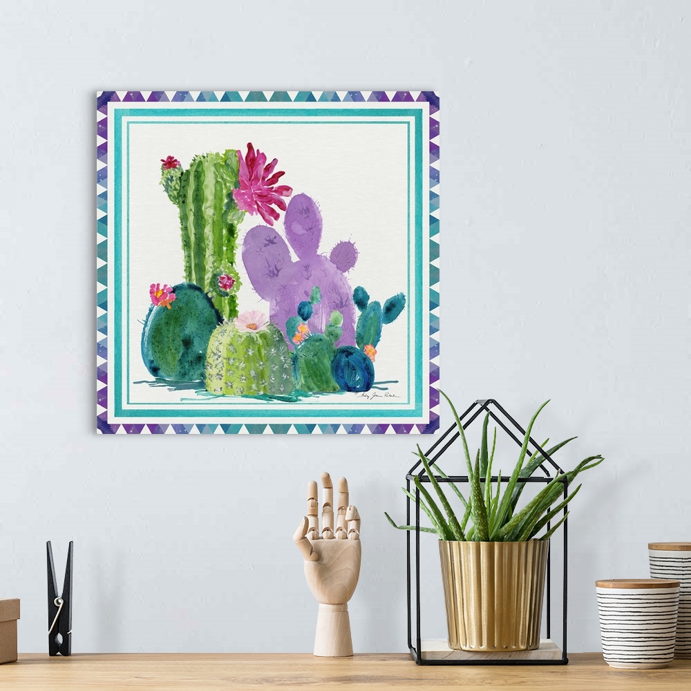 A bohemian room featuring Colorful Cactus 2