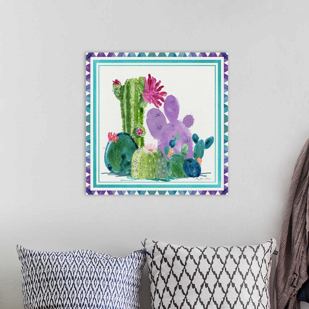 A bohemian room featuring Colorful Cactus 2