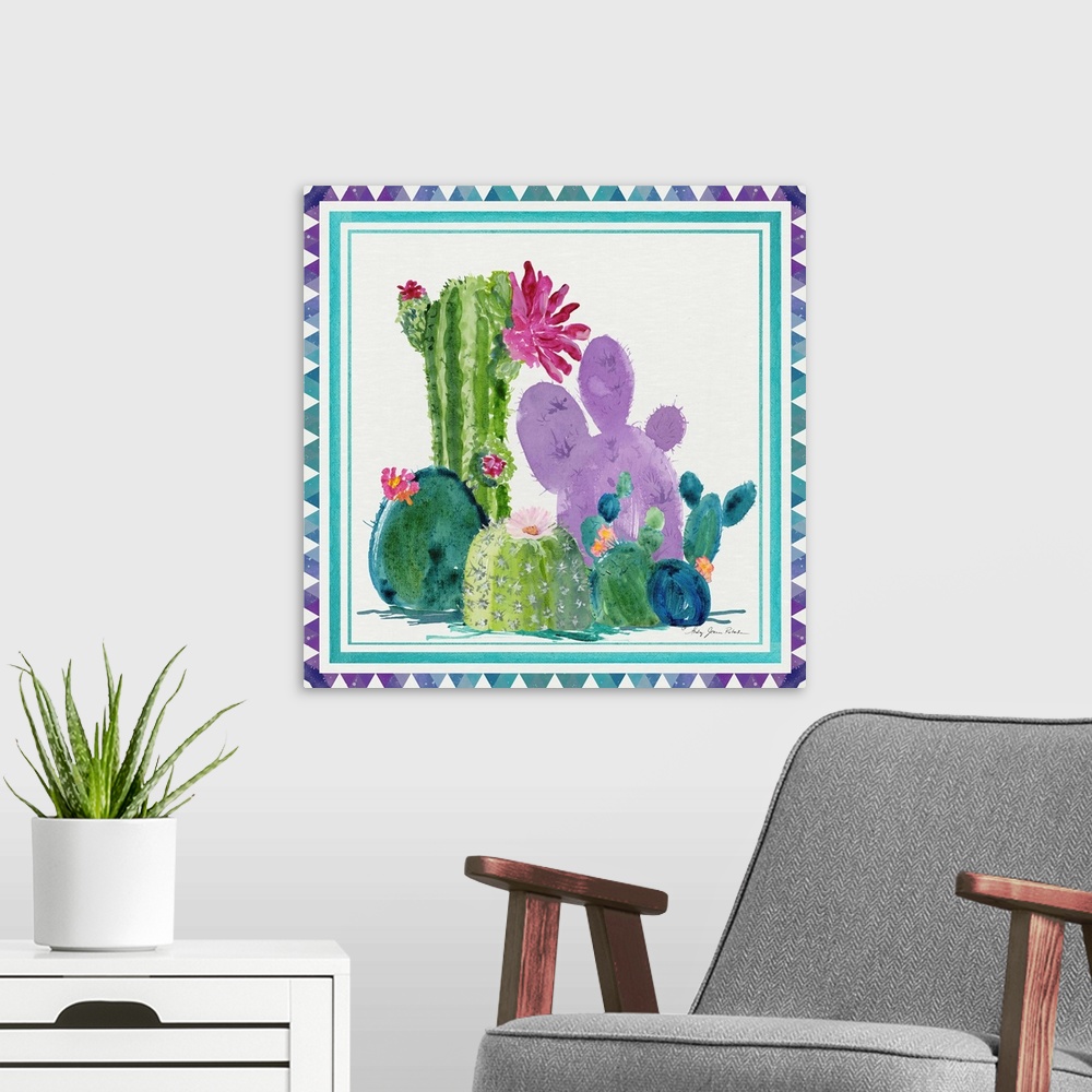 A modern room featuring Colorful Cactus 2