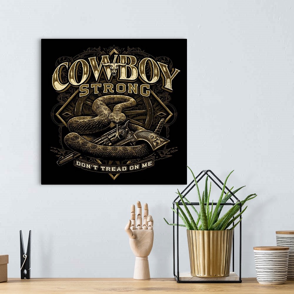 A bohemian room featuring cowboy strong rattlesnake