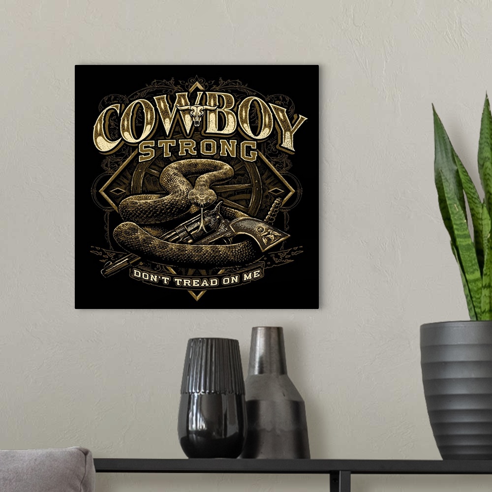A modern room featuring cowboy strong rattlesnake