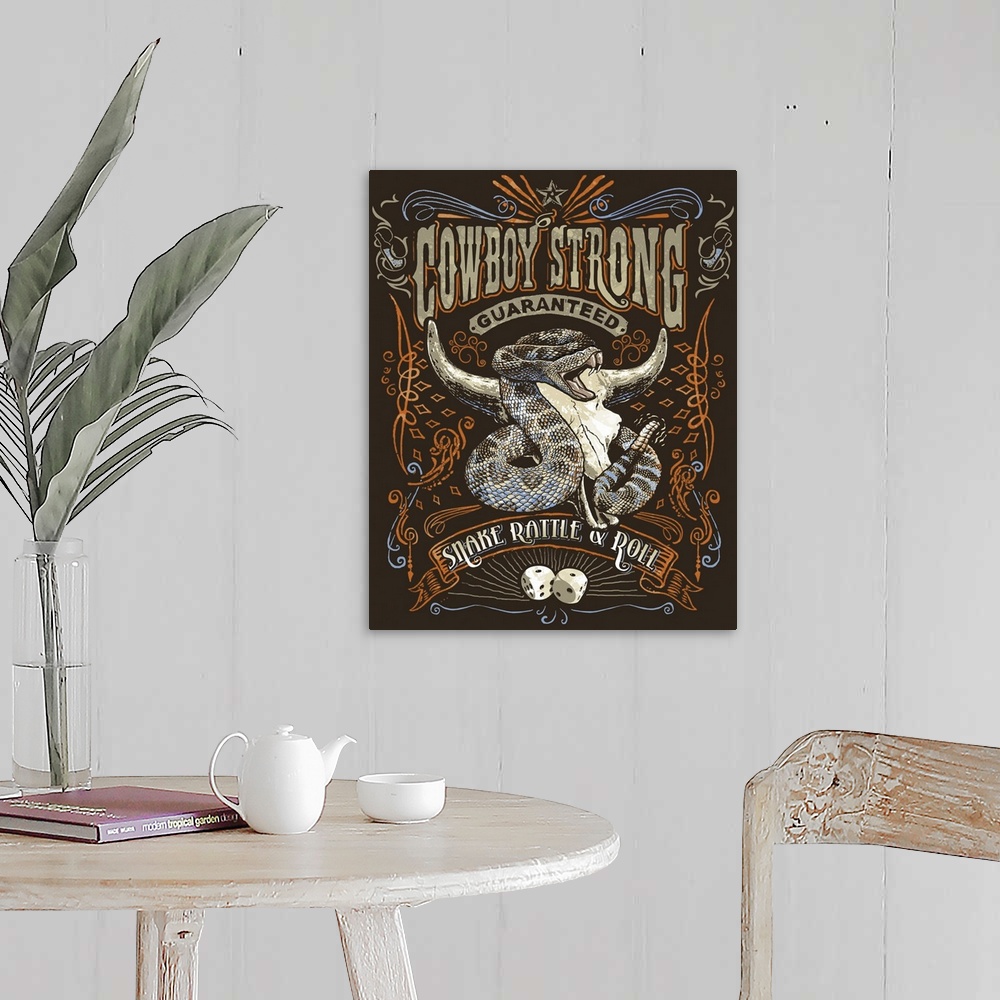 A farmhouse room featuring Cowboy strong snake