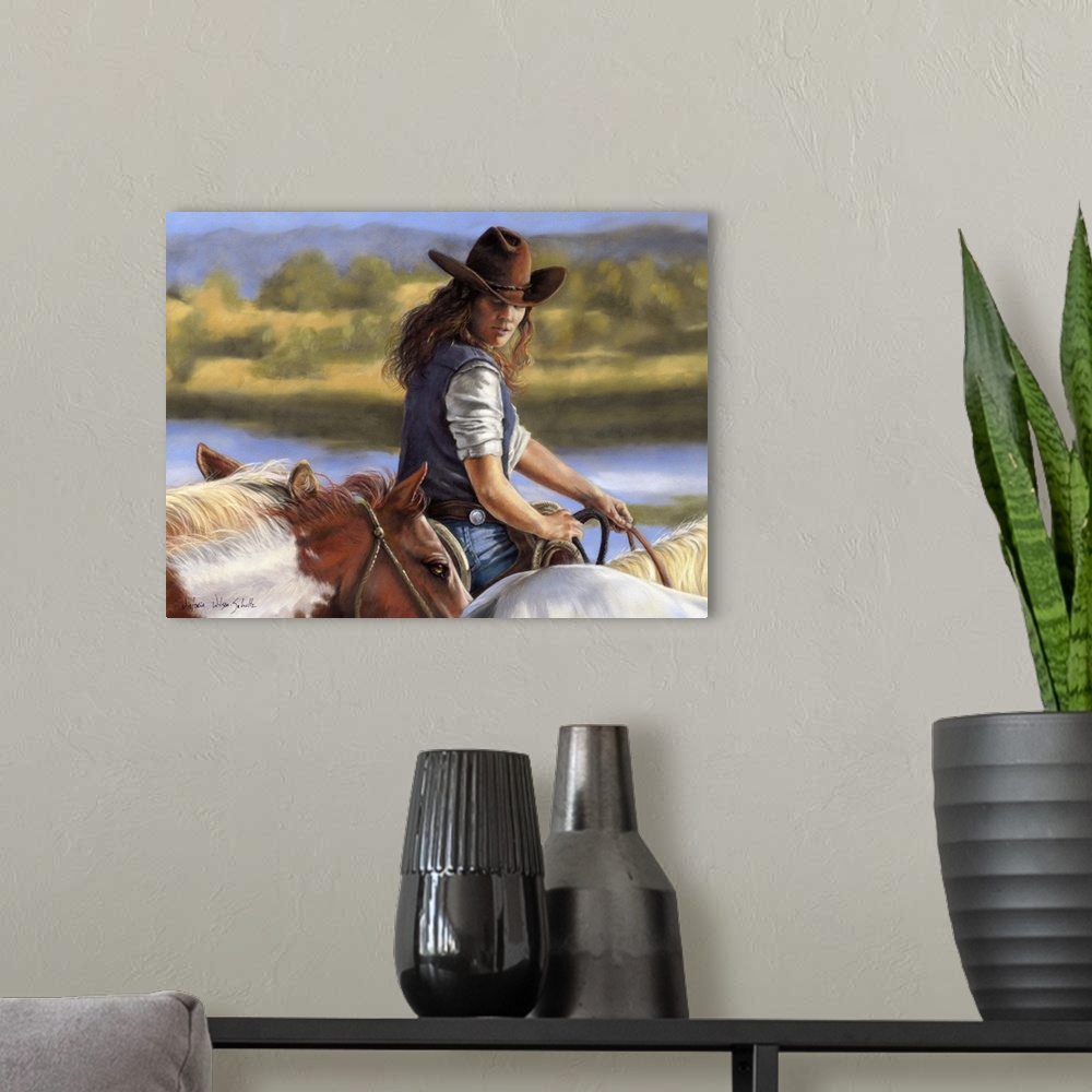 A modern room featuring Cowgirl