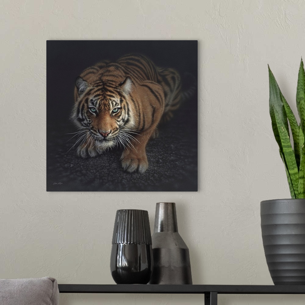 A modern room featuring Crouching Tiger