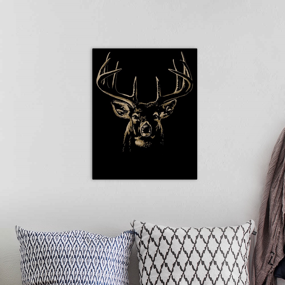A bohemian room featuring Deer portrait black