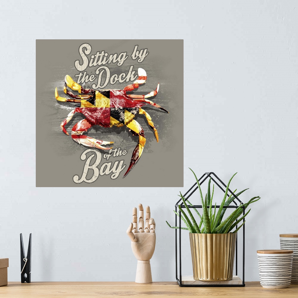 A bohemian room featuring Dock of the Bay Crab - Maryland Flag