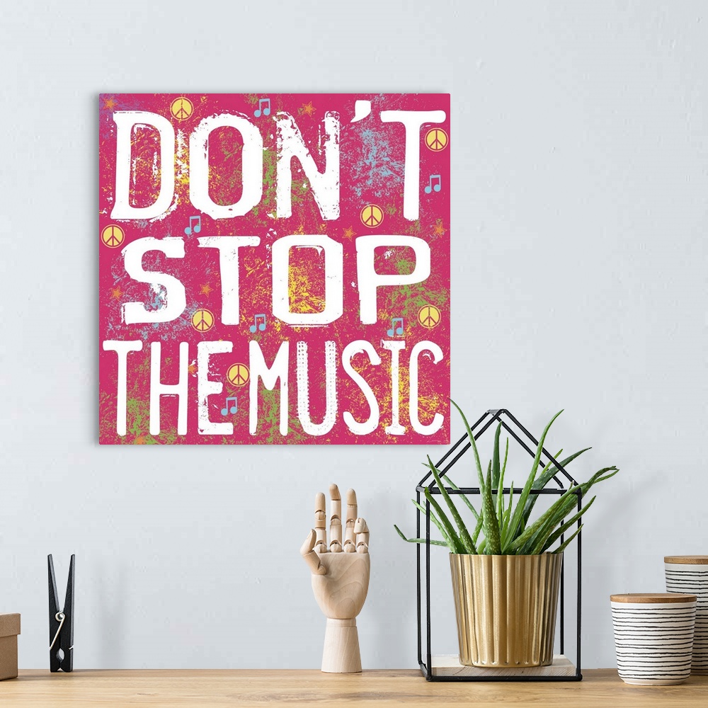 A bohemian room featuring Don't Stop the Music