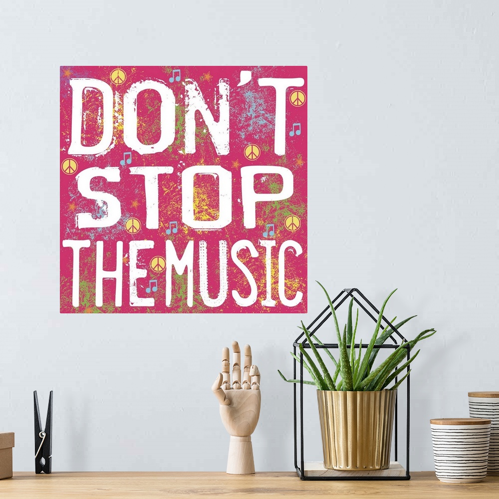 A bohemian room featuring Don't Stop the Music