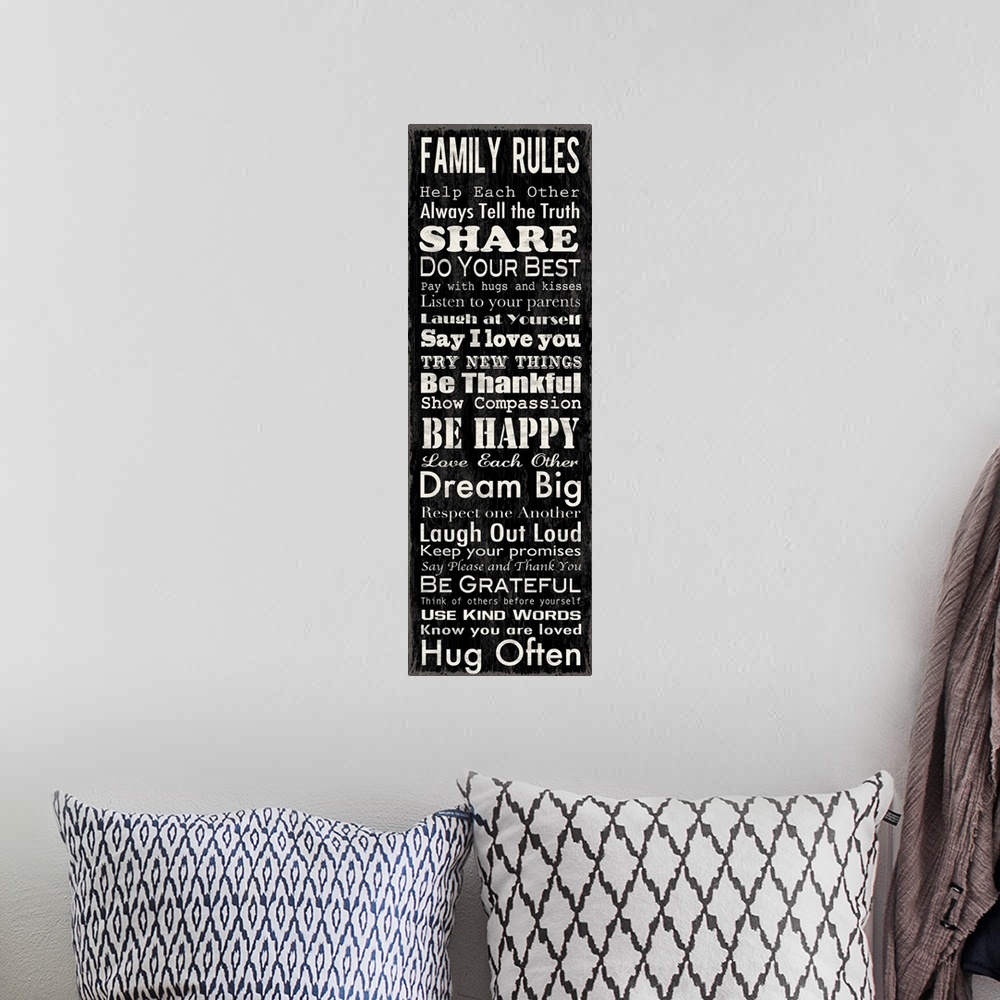 A bohemian room featuring Family Rules Narrow Black