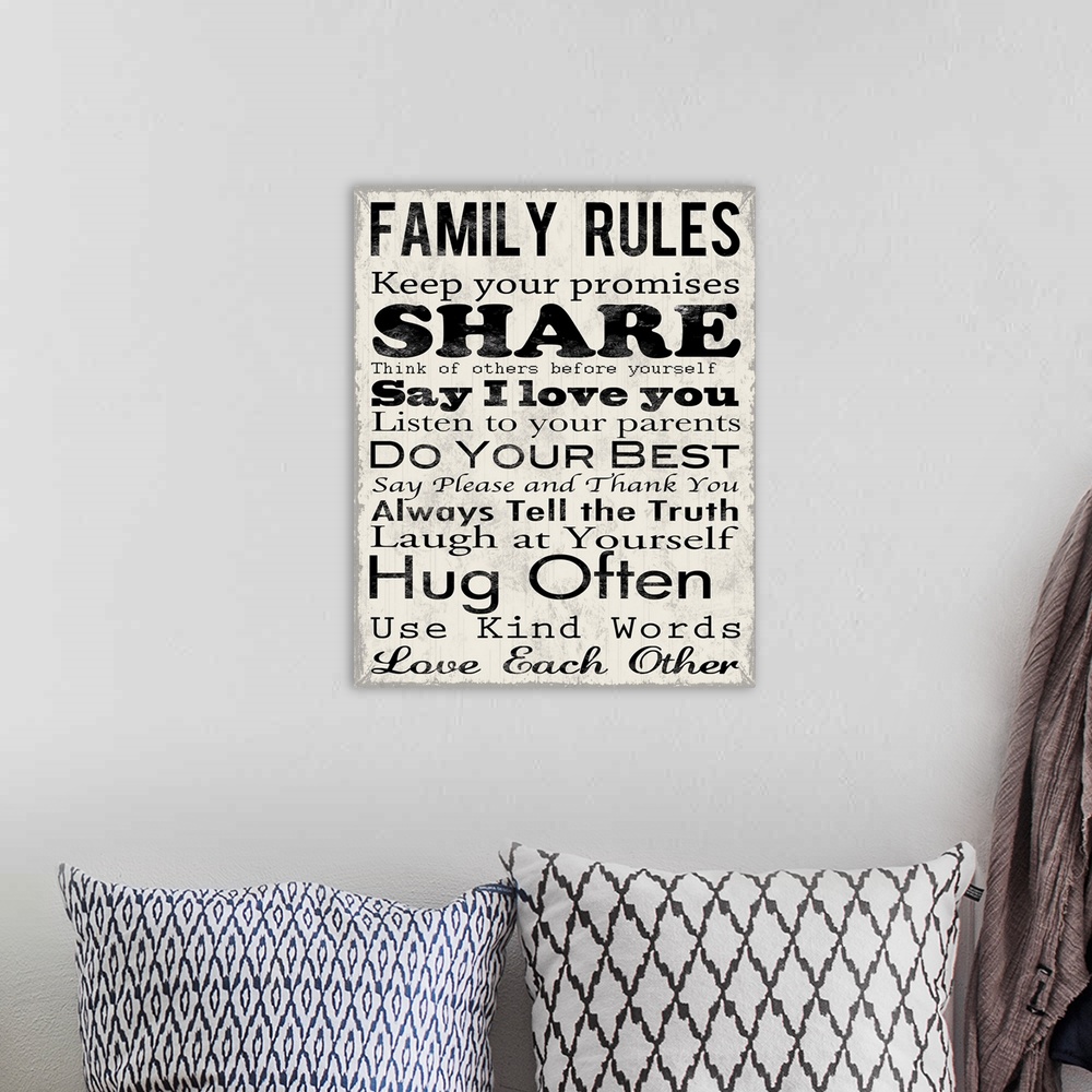 A bohemian room featuring Family Rules Share