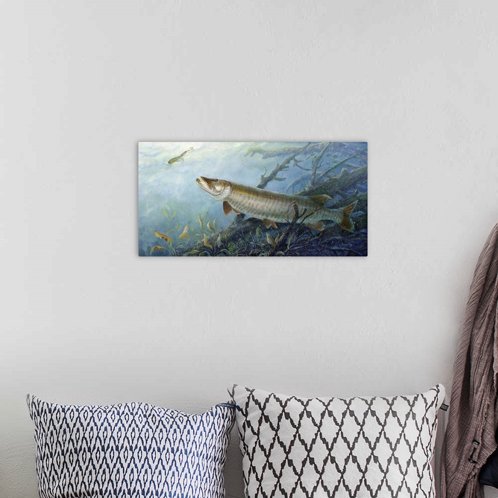 A bohemian room featuring Fish of a Lifetime Muskie