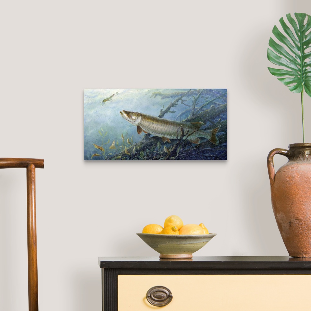 A traditional room featuring Fish of a Lifetime Muskie