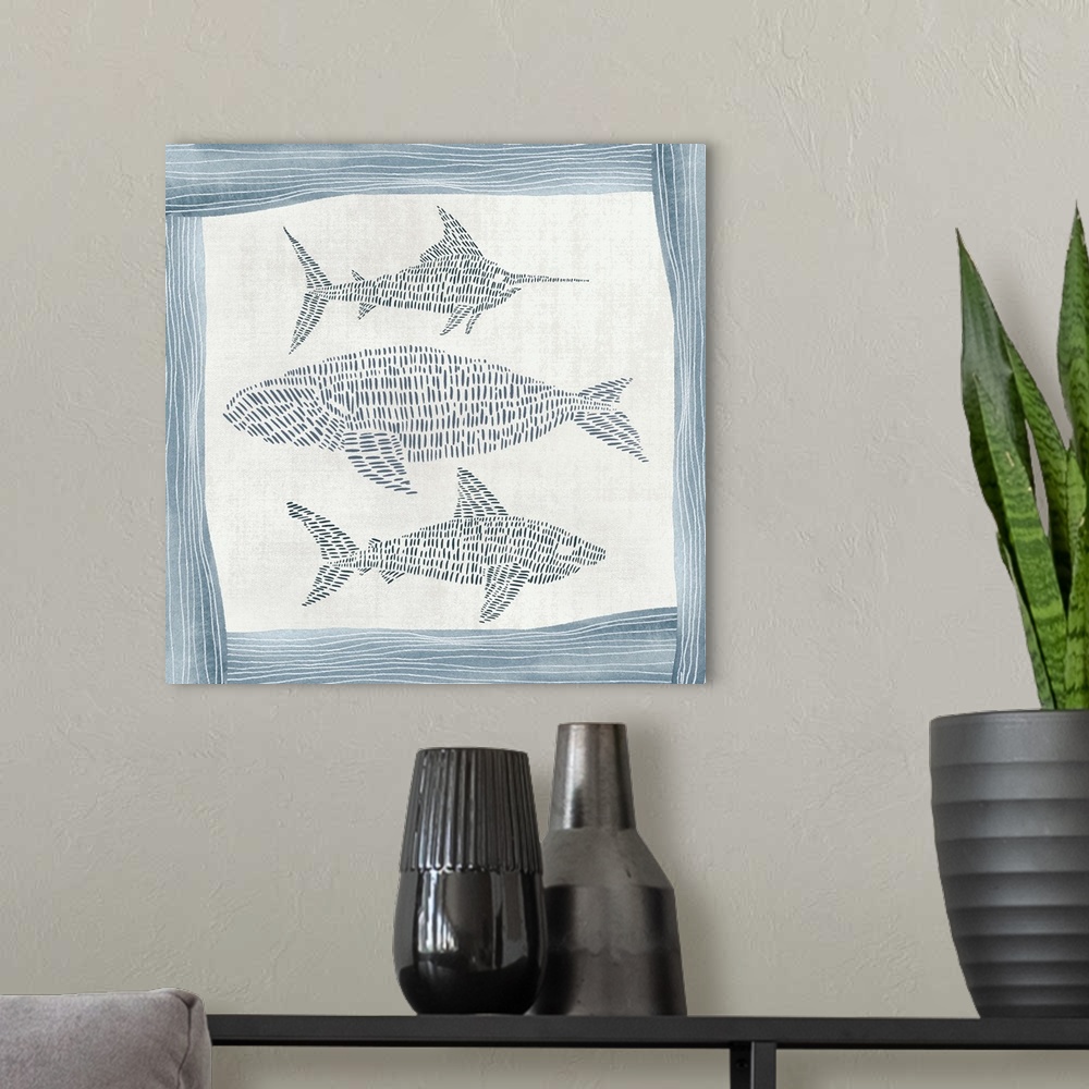 A modern room featuring Fish Of The Sea