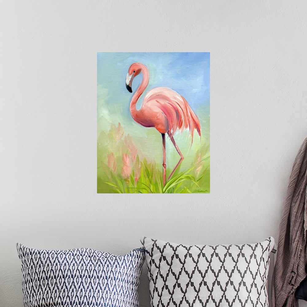 A bohemian room featuring Flamingo Great Pink Heron