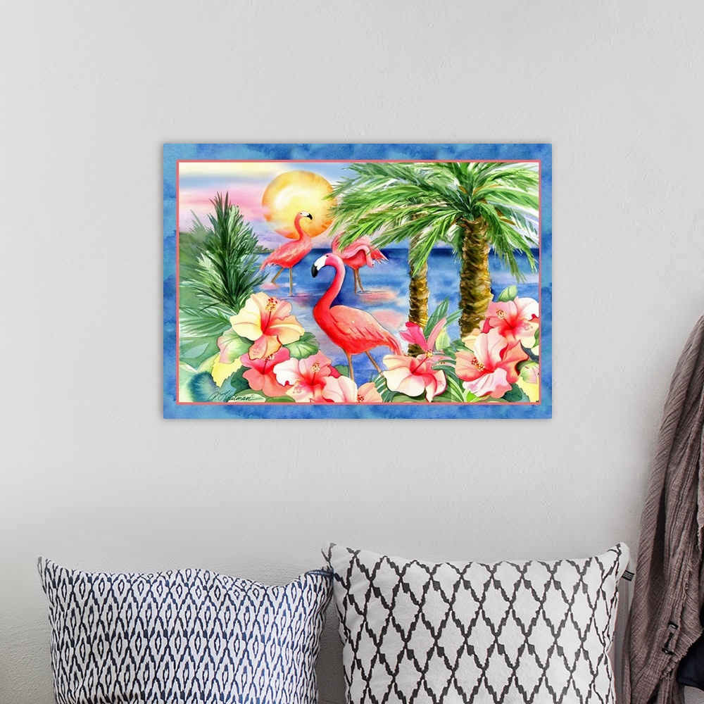 A bohemian room featuring Flamingos