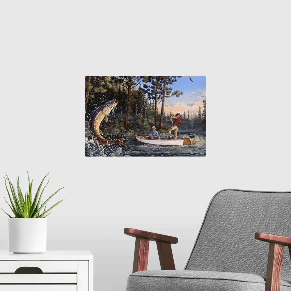 A modern room featuring Great Muskie Moments