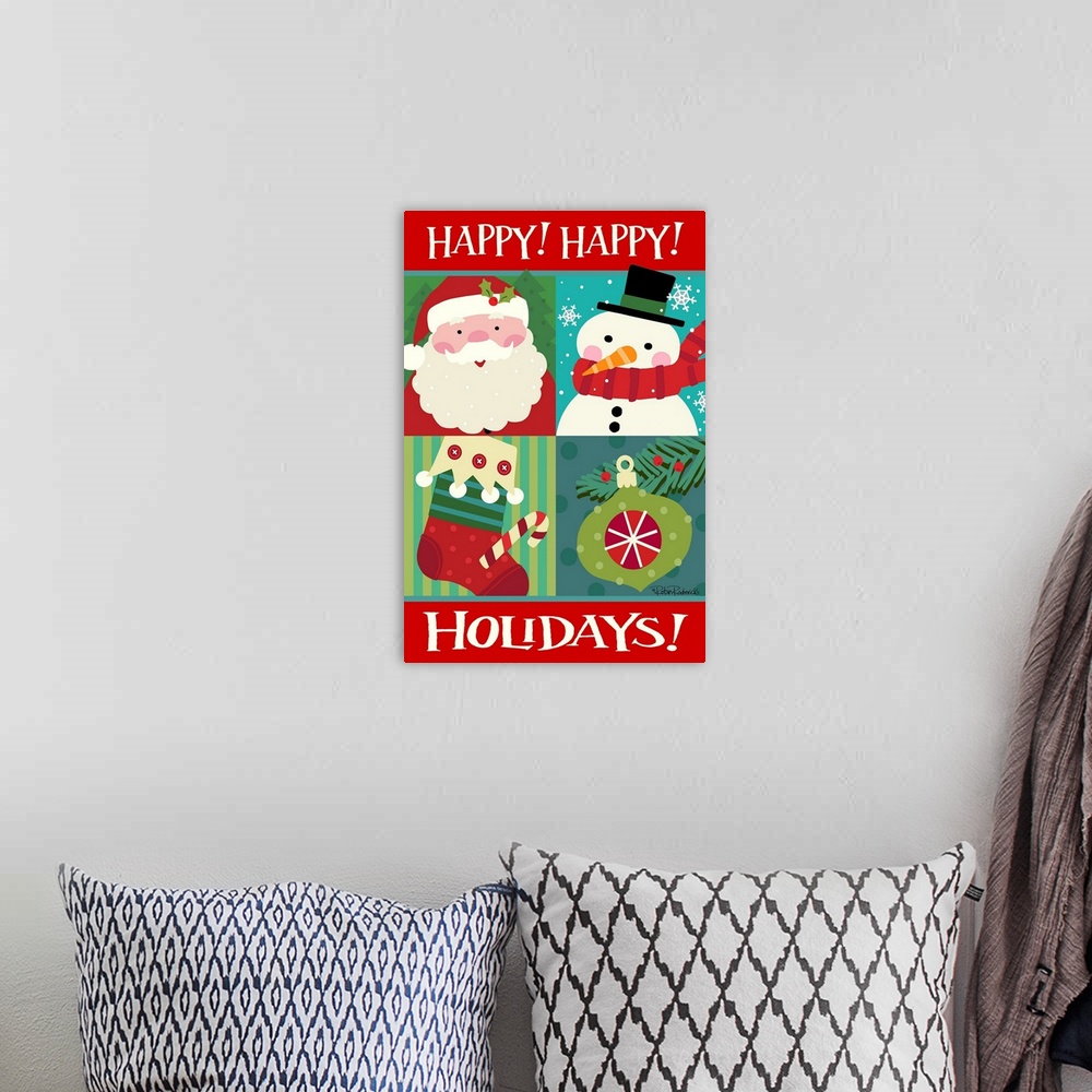 A bohemian room featuring Happy Happy Holidays