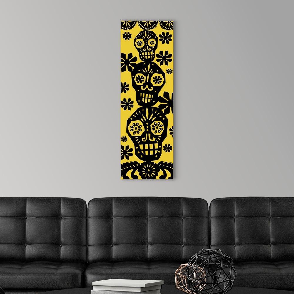 A modern room featuring Happy Skulls papel picado 4