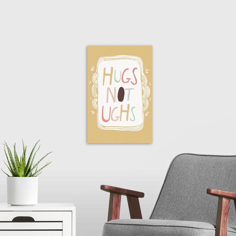 A modern room featuring Happy Thoughts Hugs