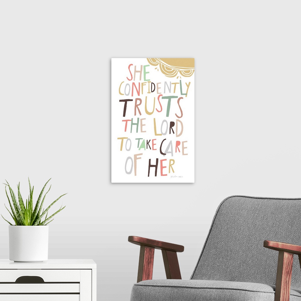 A modern room featuring Happy Thoughts Trusts
