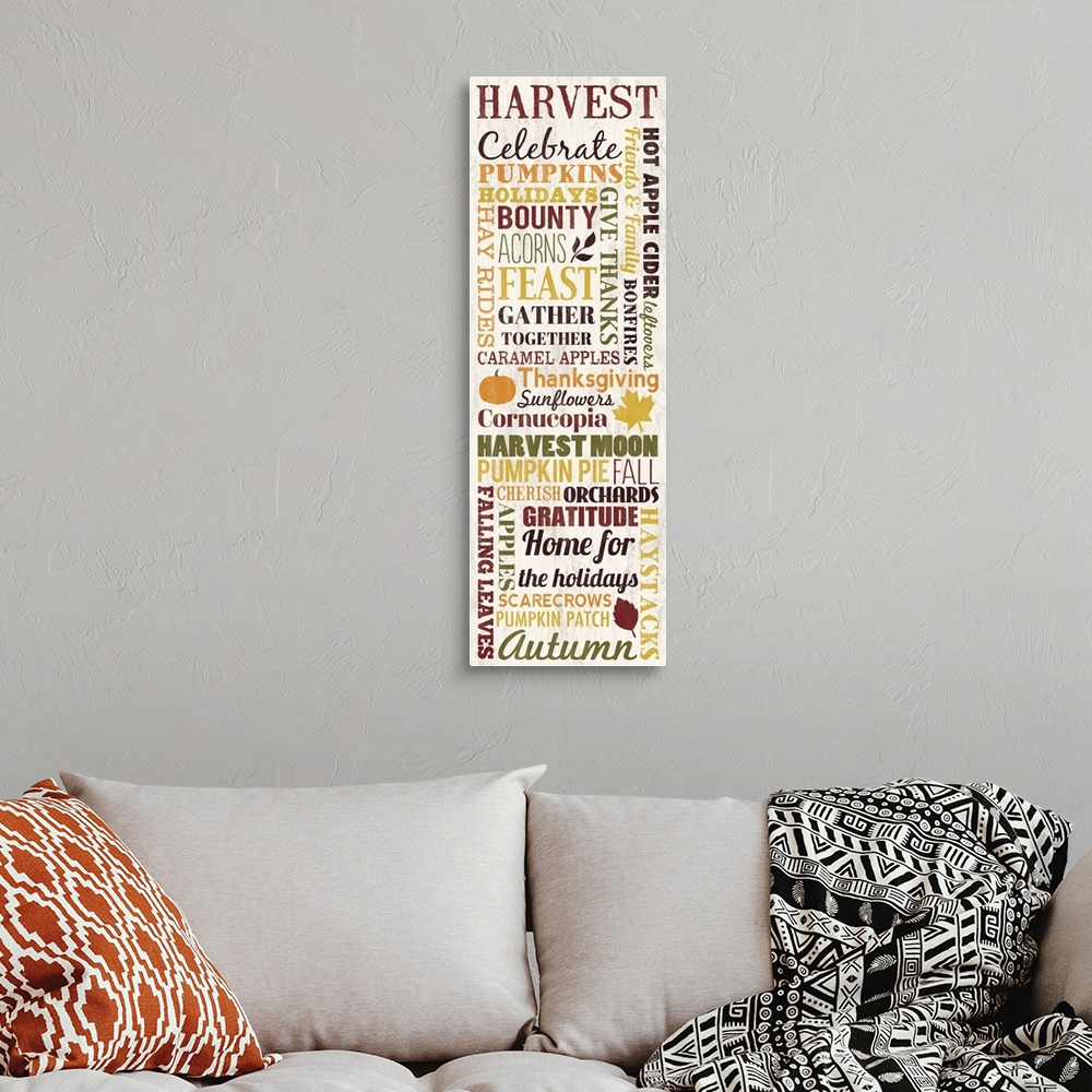 A bohemian room featuring Harvest, gold and white
