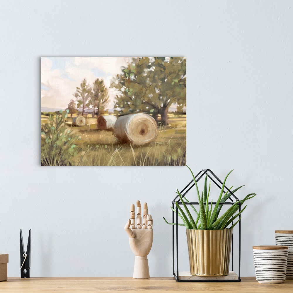 A bohemian room featuring Hay Bales