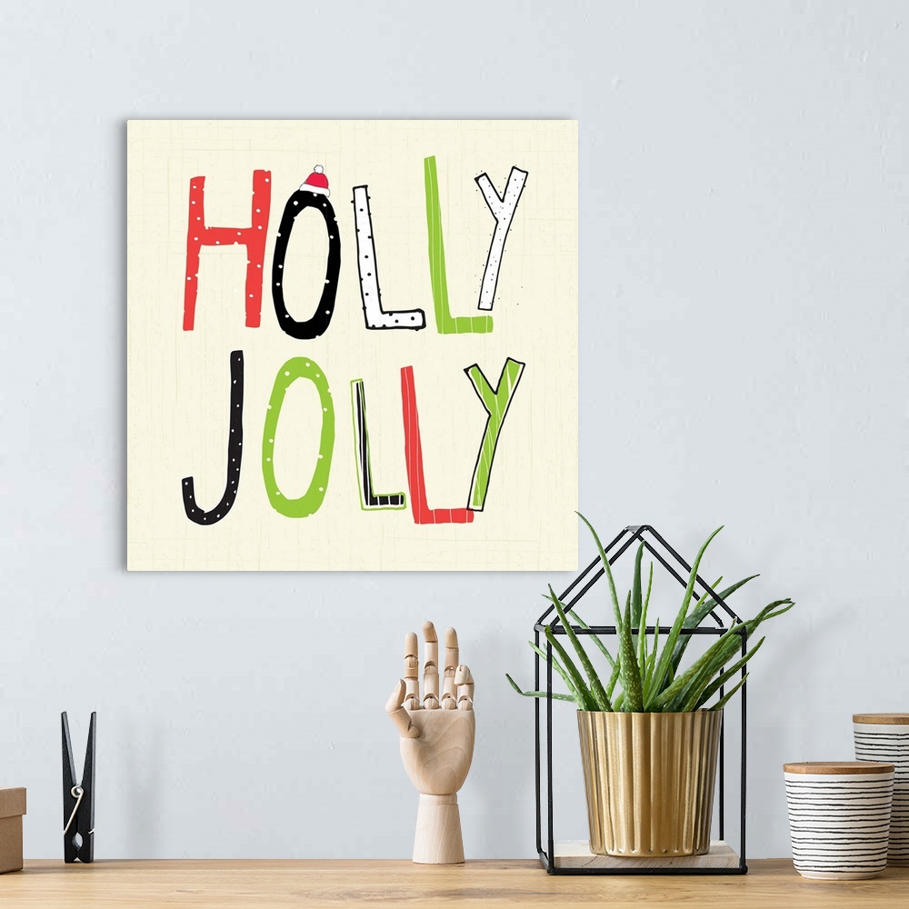A bohemian room featuring Contemporary whimsical holiday themed sentiment art.