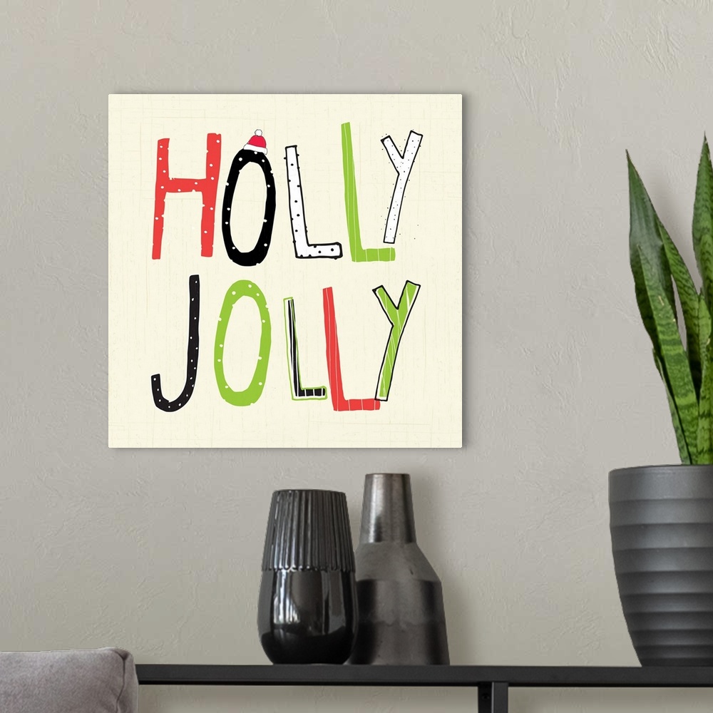 A modern room featuring Contemporary whimsical holiday themed sentiment art.