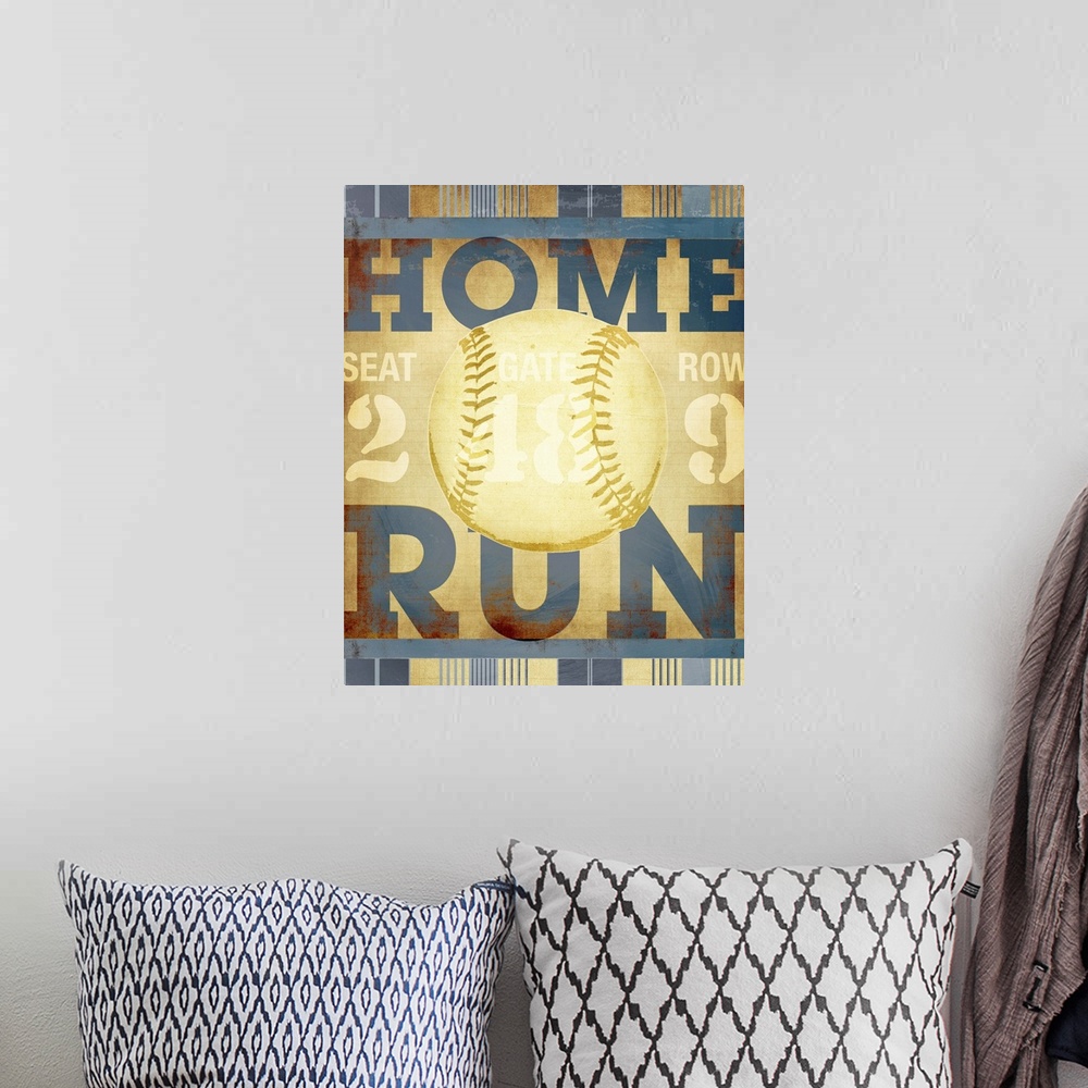 A bohemian room featuring Home Run - dark blue