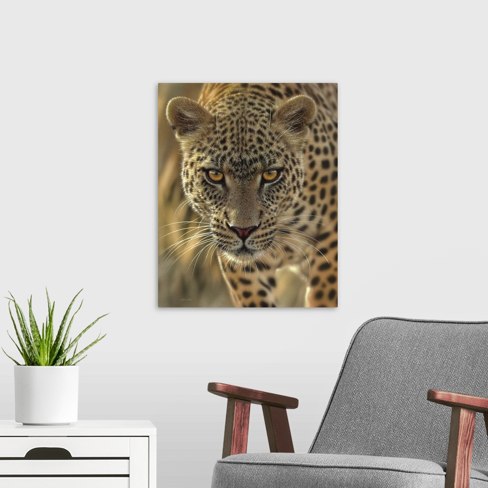 A modern room featuring Leopard - On the Prowl