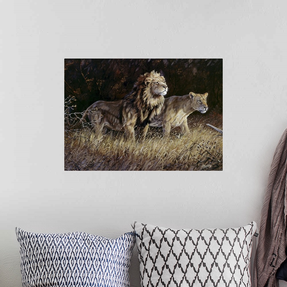 A bohemian room featuring Lions