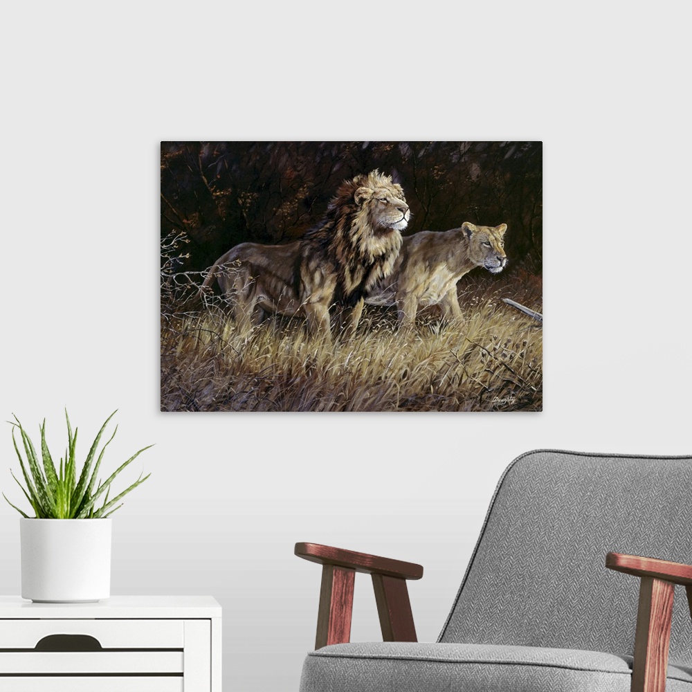A modern room featuring Lions