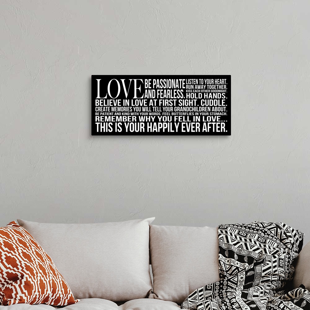 A bohemian room featuring Love Be Passionate, black