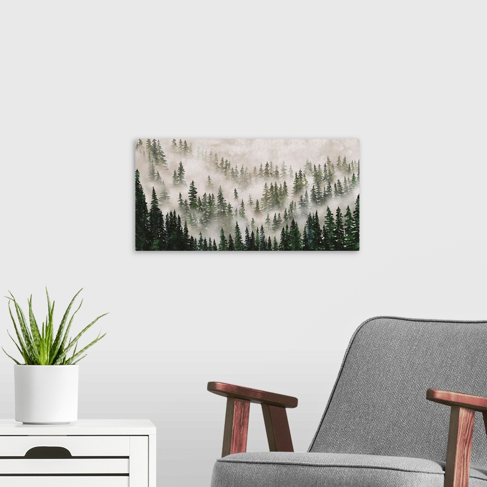 A modern room featuring Misty Forest