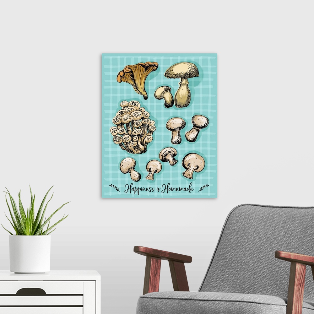 A modern room featuring Mixed Mushrooms