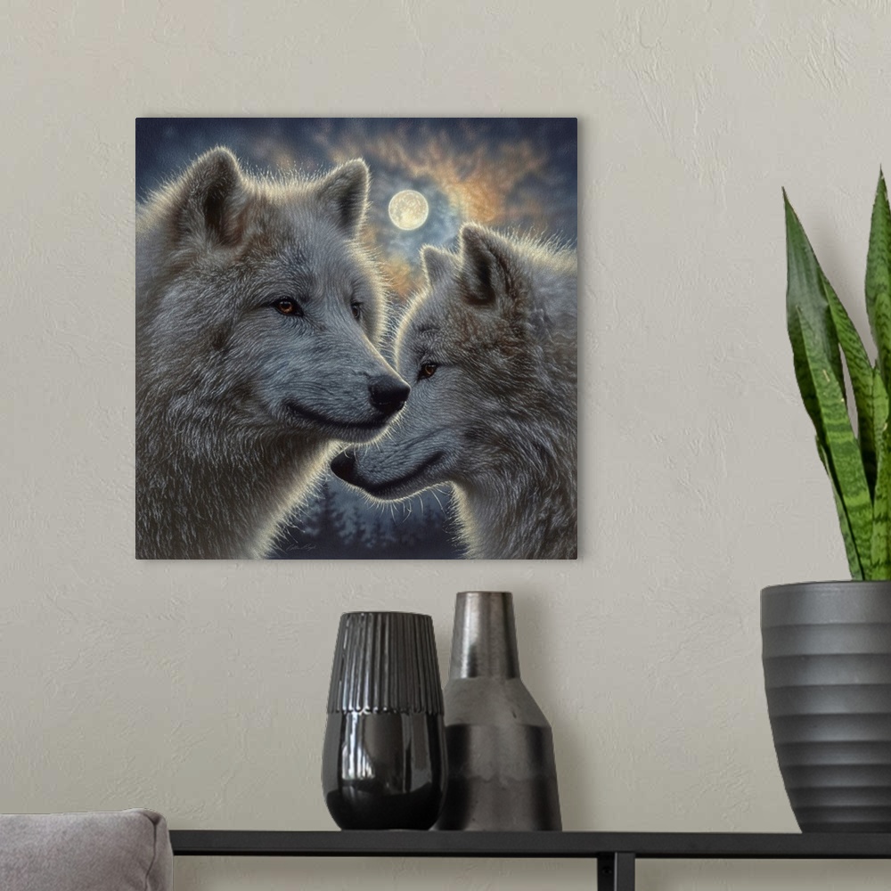 A modern room featuring Moonlight Wolf Mates