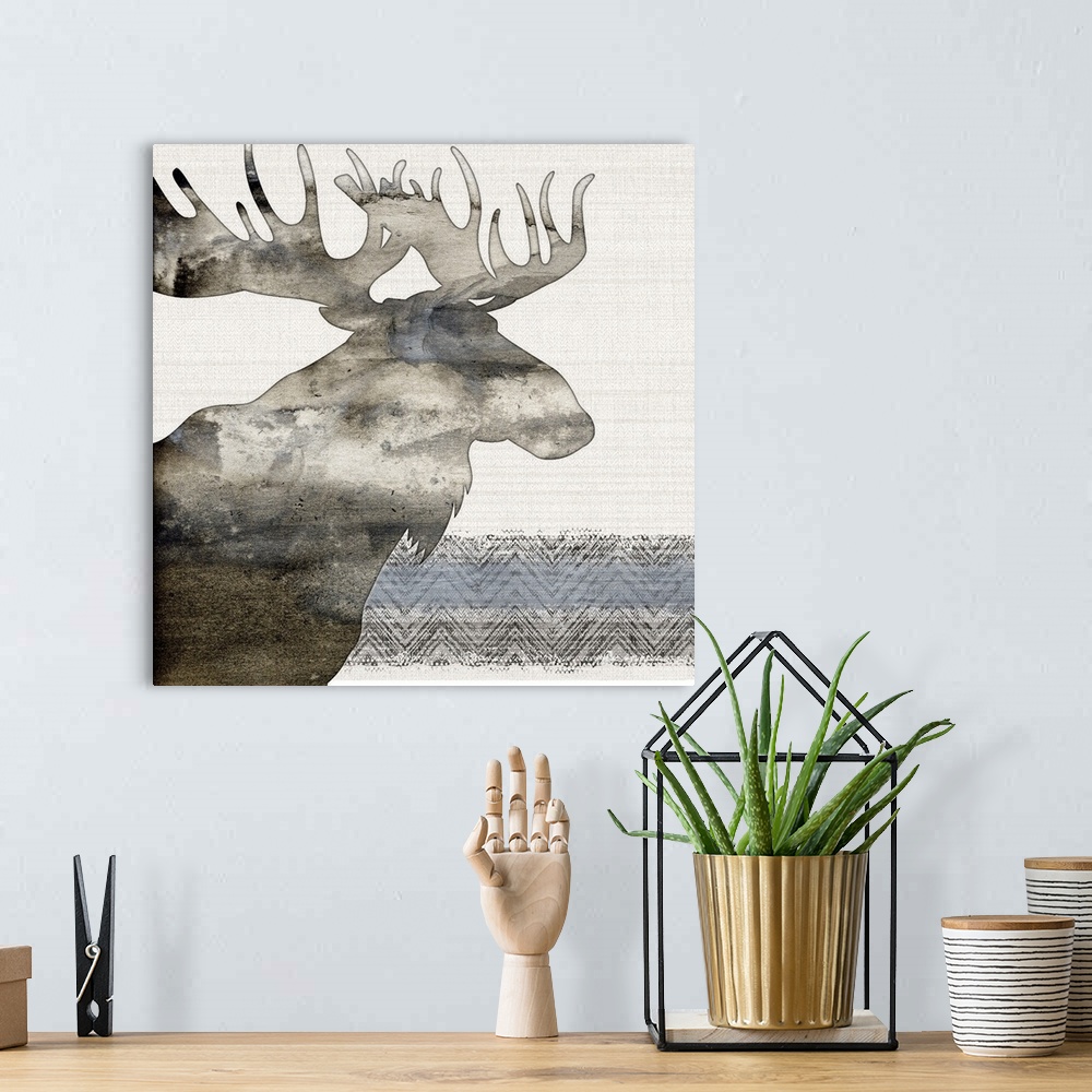 A bohemian room featuring Moose Silhouette