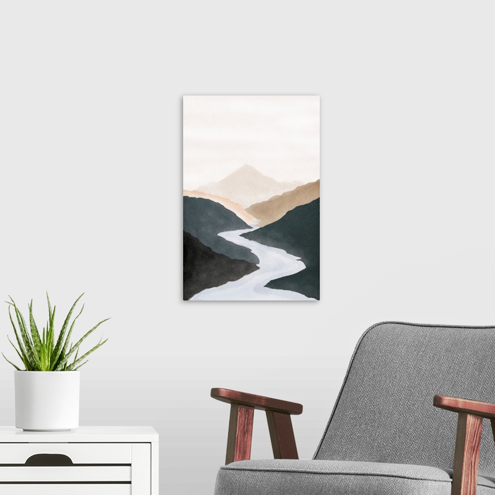 A modern room featuring Mountain River