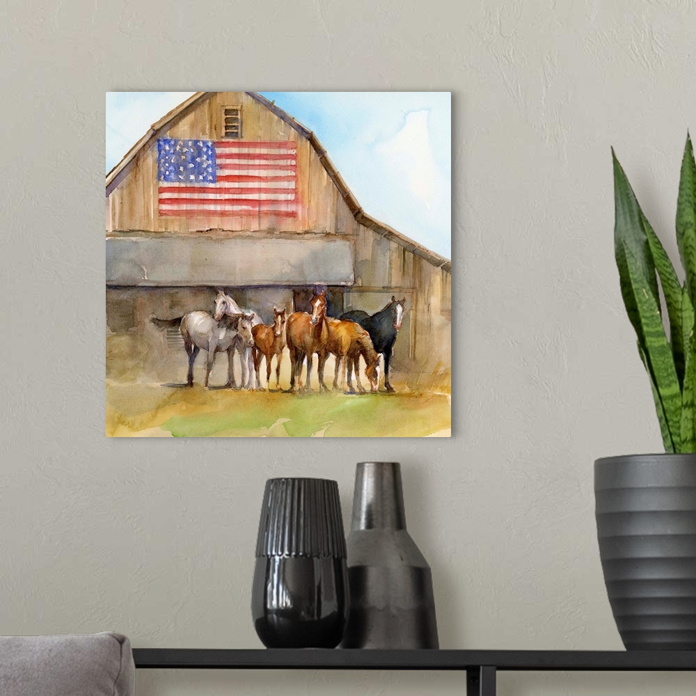 A modern room featuring Patriotic Herd