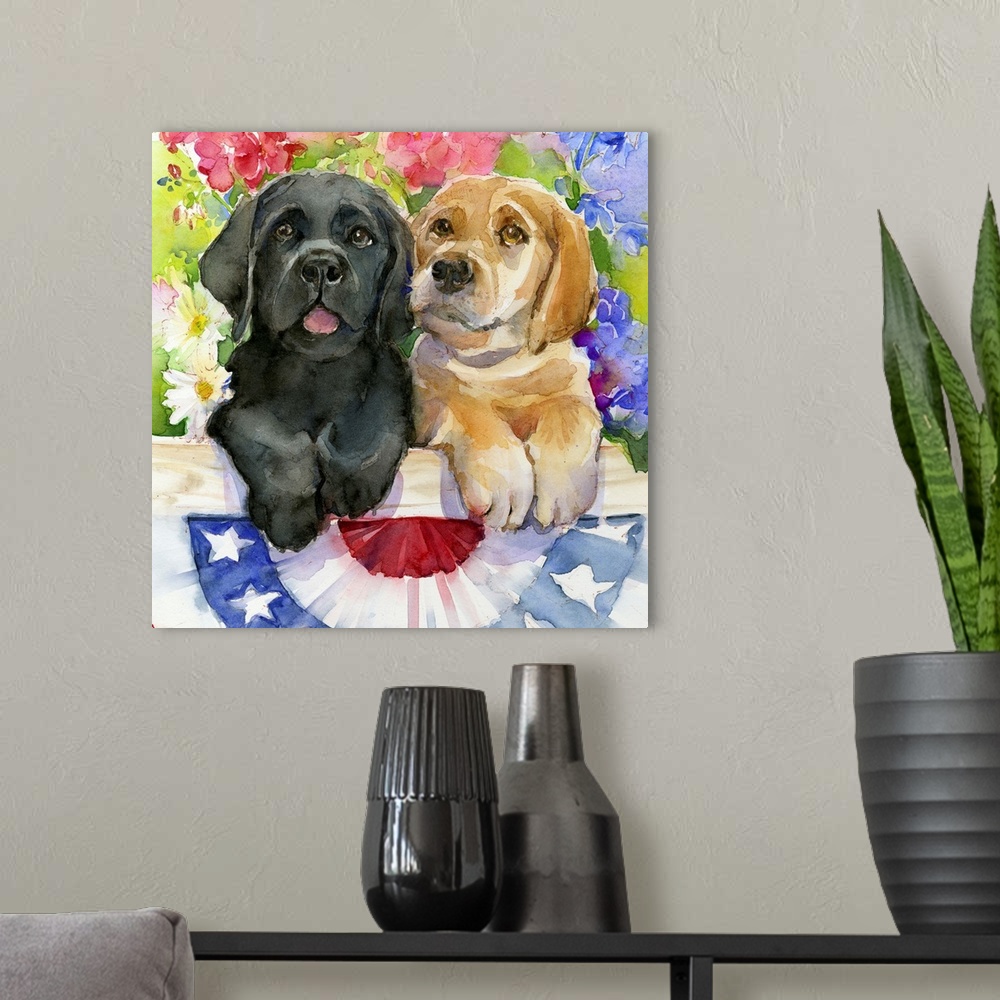 A modern room featuring Patriotic Pups