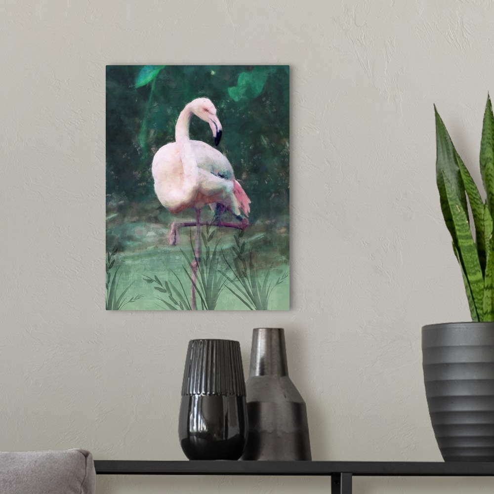 A modern room featuring Peach Flamingo II