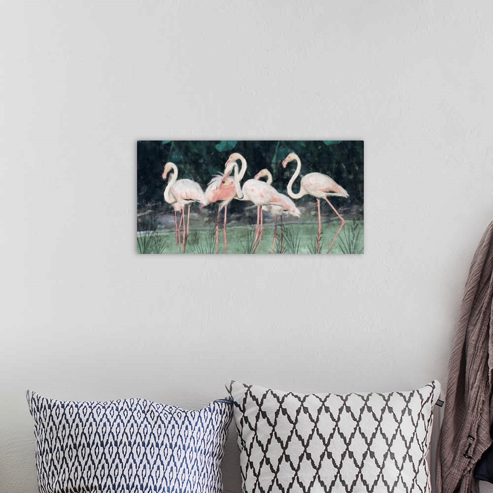 A bohemian room featuring Peach Flamingo III