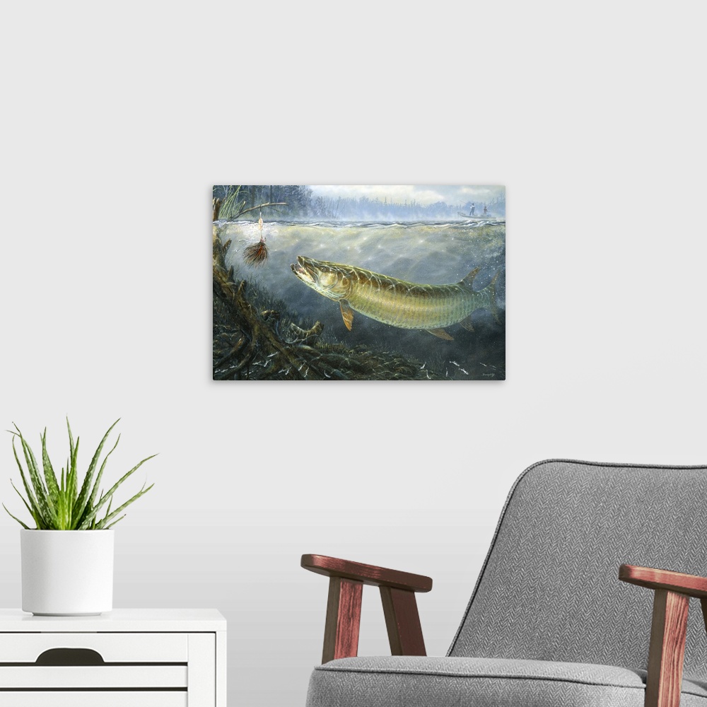 A modern room featuring Perfect Cast Muskie