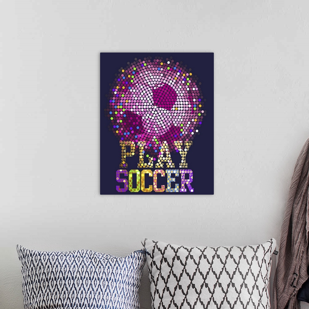 A bohemian room featuring Play soccer