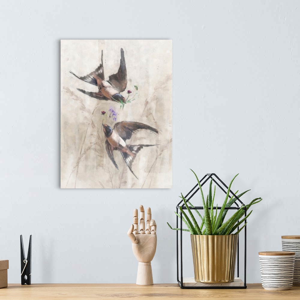 A bohemian room featuring Playful Swallows