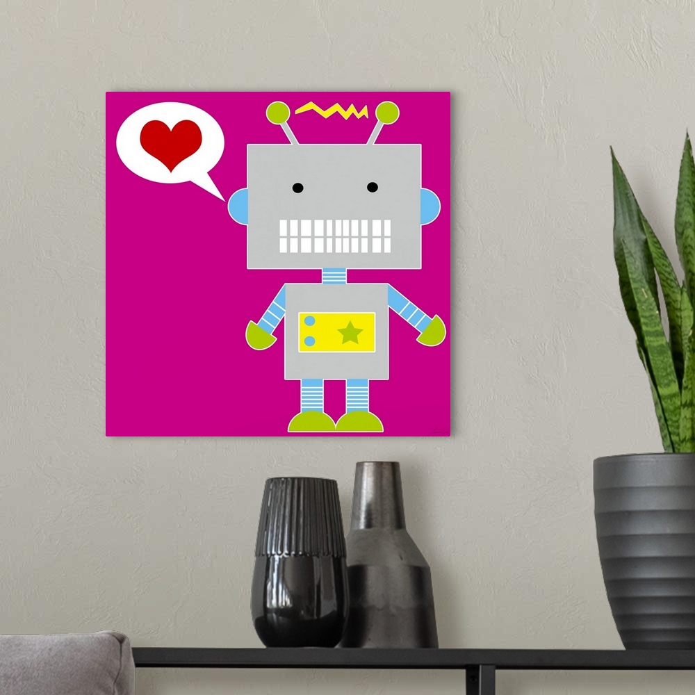 A modern room featuring Robot Heart
