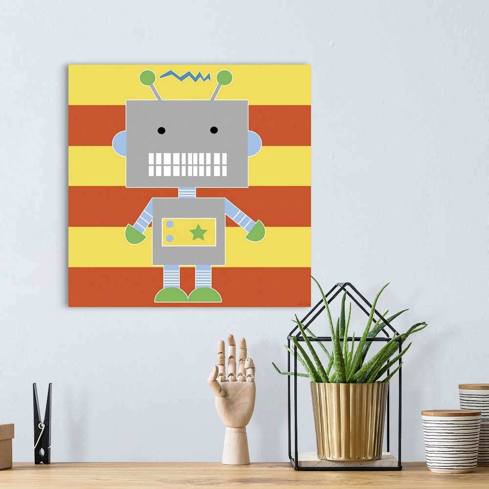 A bohemian room featuring Robot Stripes