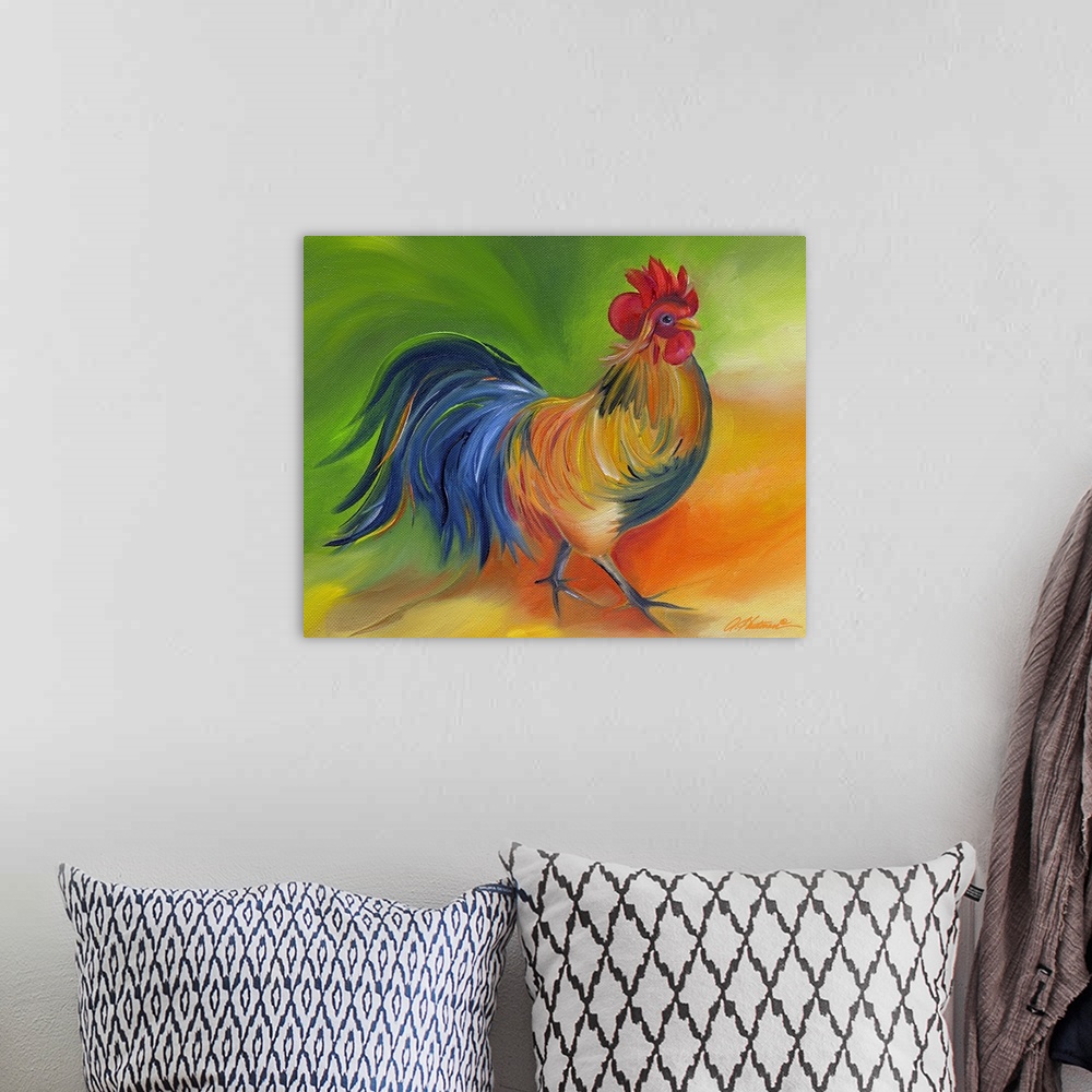 A bohemian room featuring Rococo Rooster