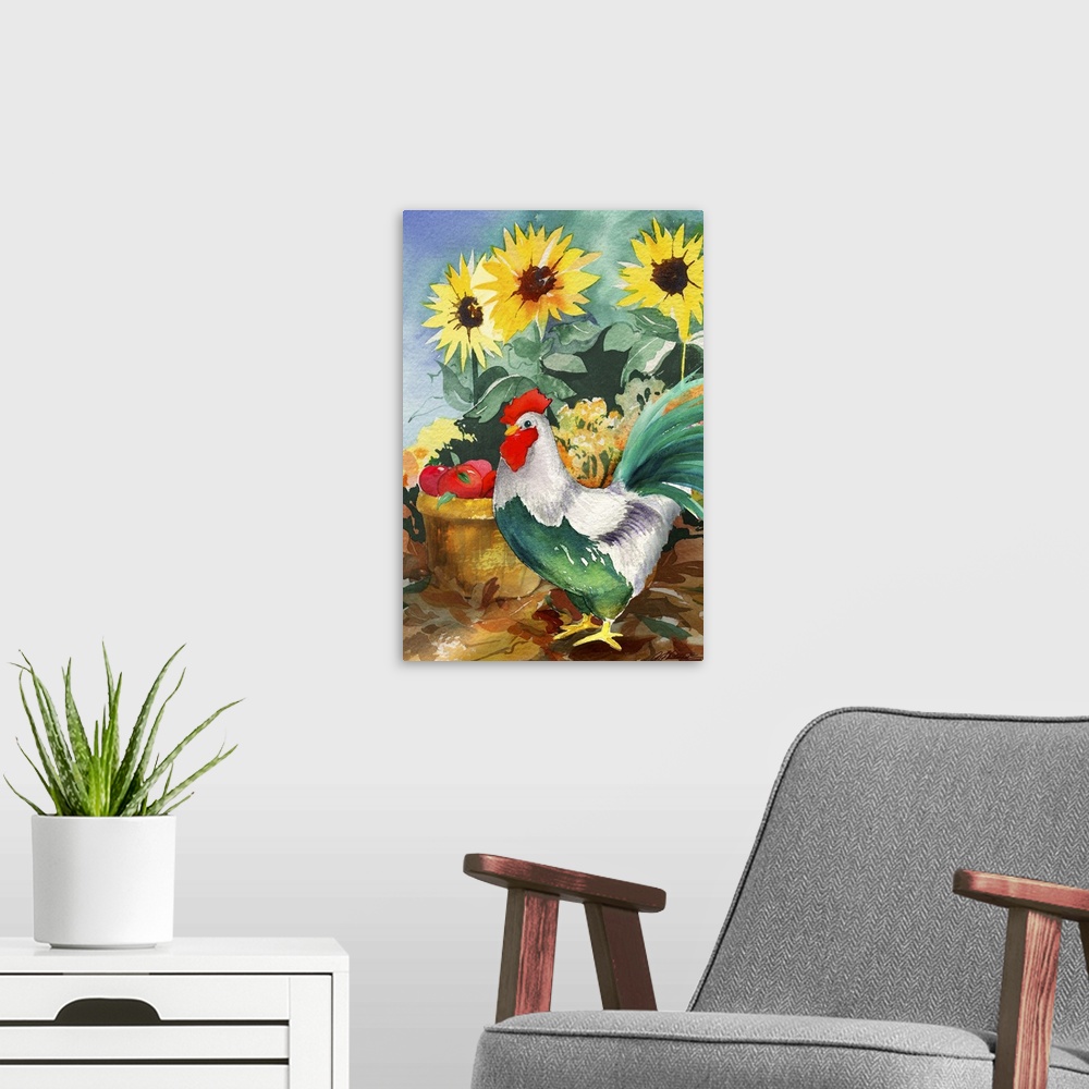 A modern room featuring Rooster and Sunflower